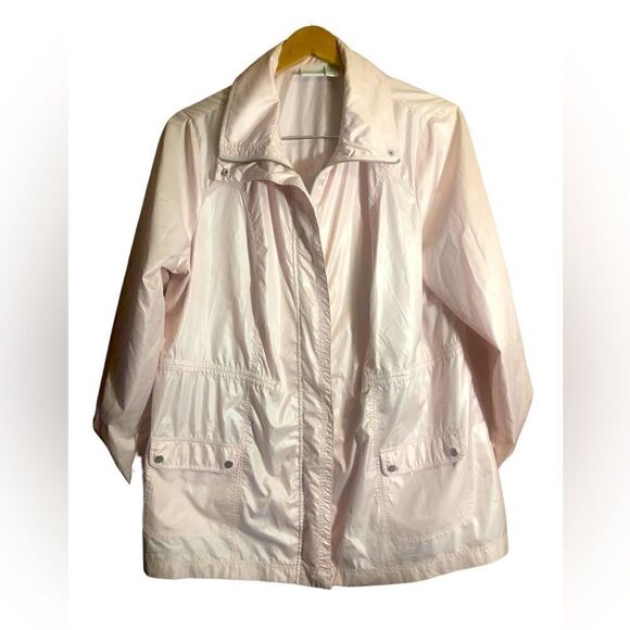 Chico’s Zenergy Pink Novelty Jacket With Roll Tab Sleeves And Full Zip Closure - Picture 1 of 6